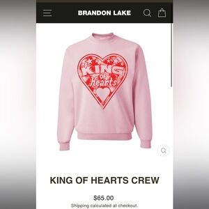 Brandon Lake Pink 'King of Hearts' Crewneck Sweatshirt